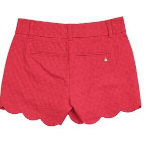 Crown & Ivy Shelby Shorts Women's Size OP Red Scalloped Edge Pockets Textured